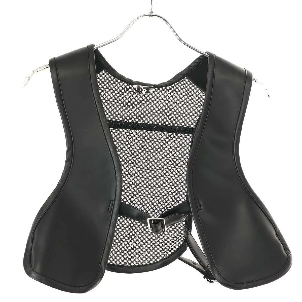 COMME des GARCONS ブラック コムデギャルソン 22SS メッシュカットアウト フェイクレザーベスト