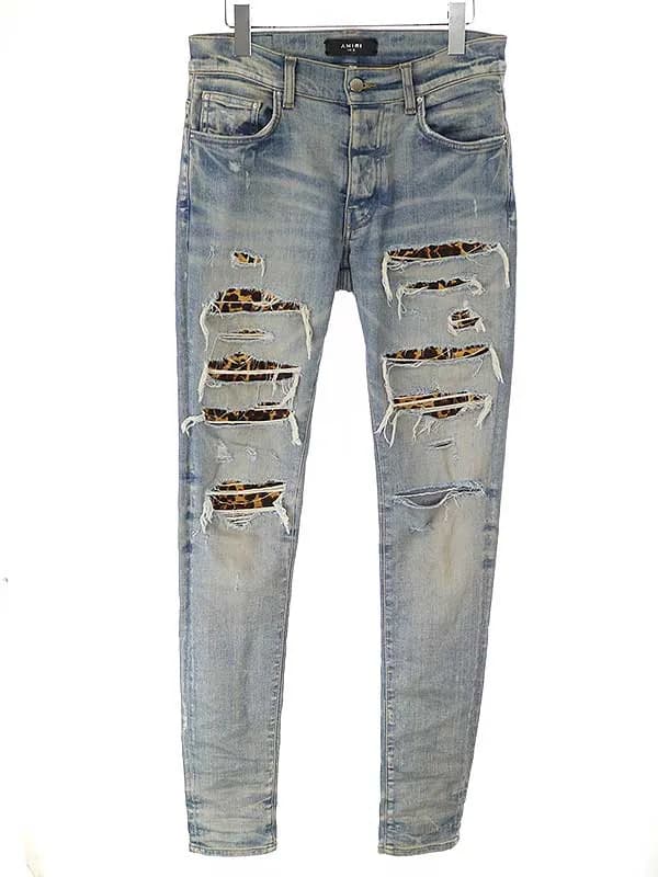 AMIRI アミリ LEOPARD THRASHER JEAN レオパードスラッシャーストレッチデニムパンツ