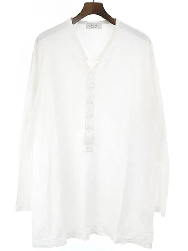 Yohji Yamamoto ヨウジヤマモト プールオム 21SS チビ衿ヘンリーネックカットソー