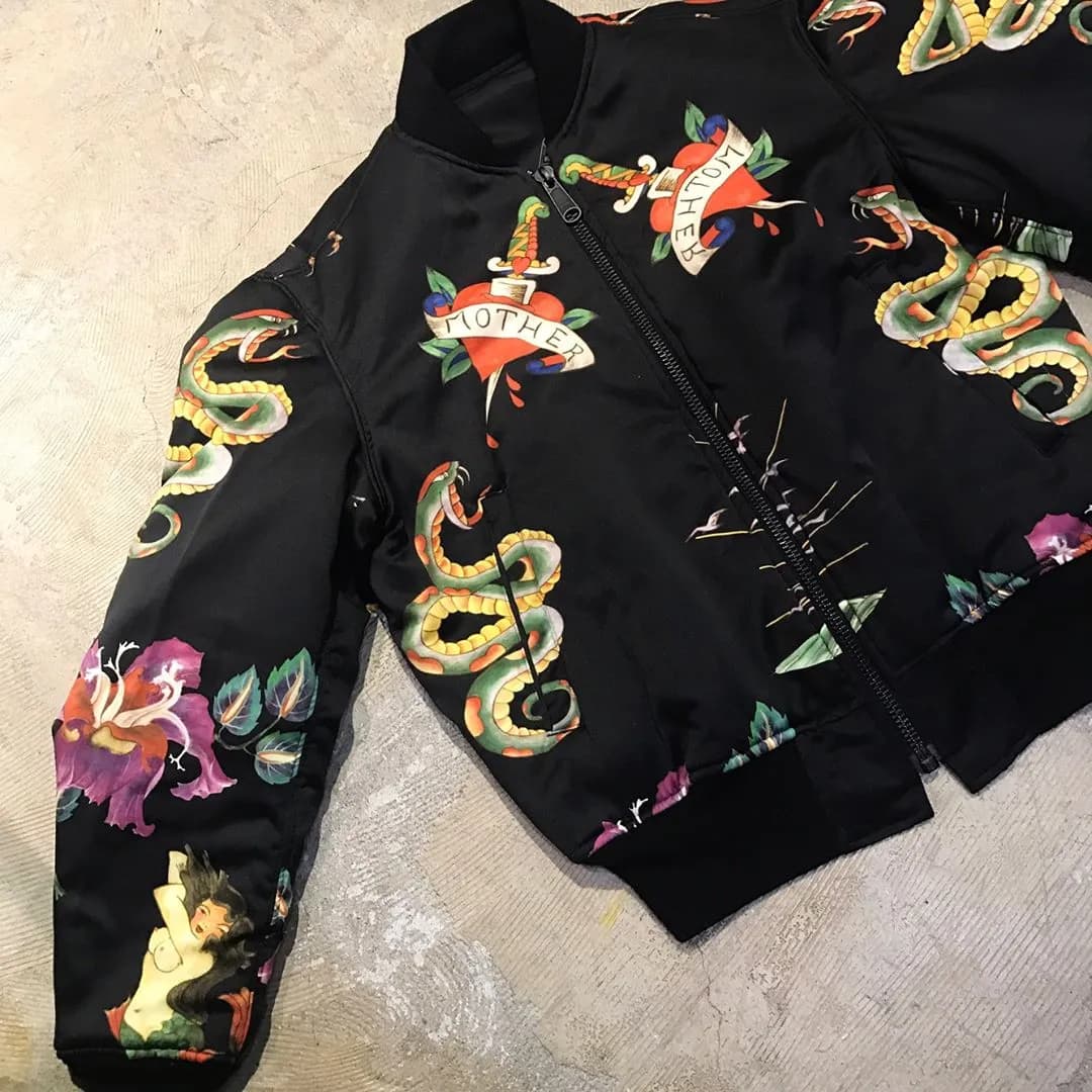 Yohji Yamamoto 03AW タトゥープリントリバーシブルボンバージャケット
