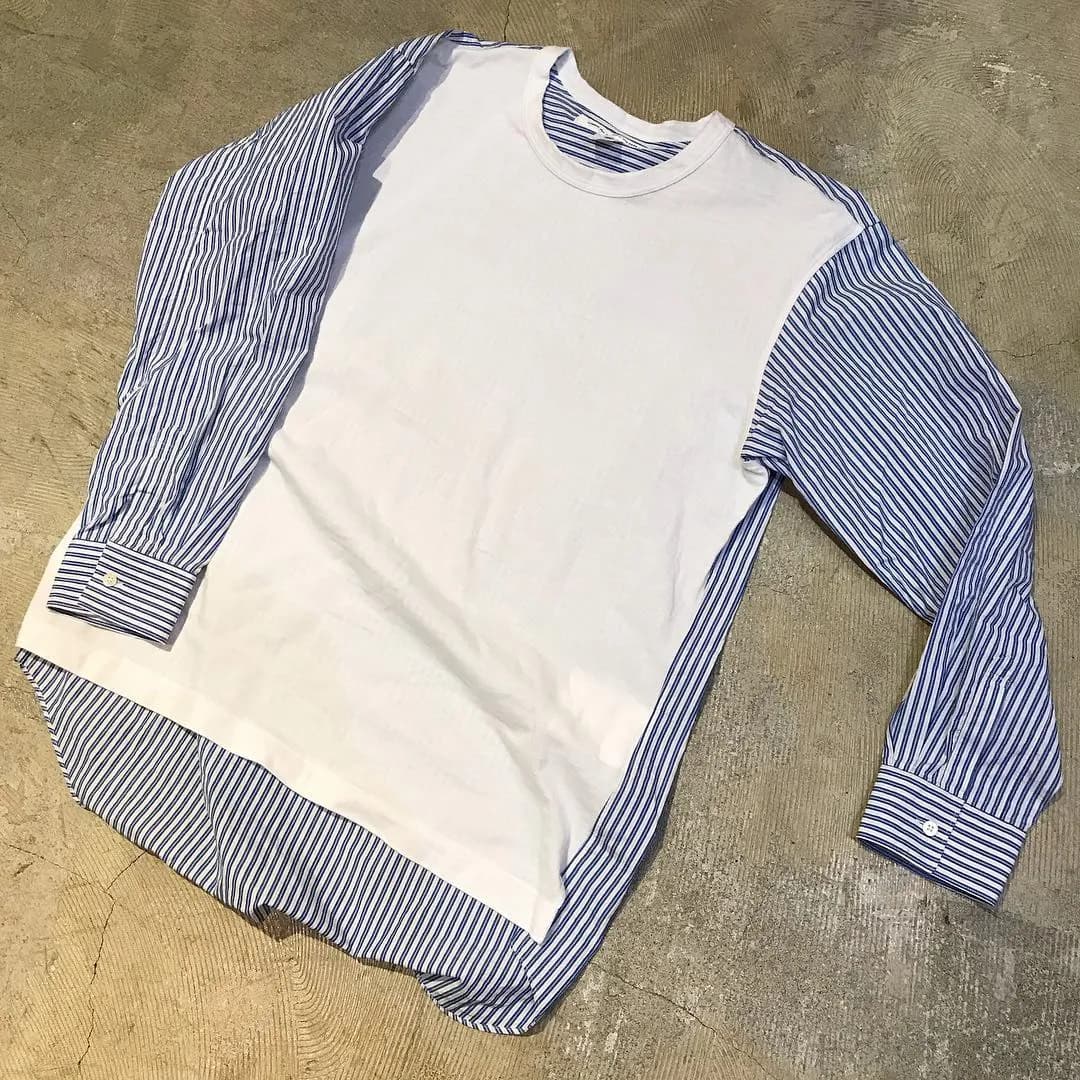 COMME des GARCONS COMME des GARCON SHIRT 19SS コットンジャージー切替ストライプシャツ