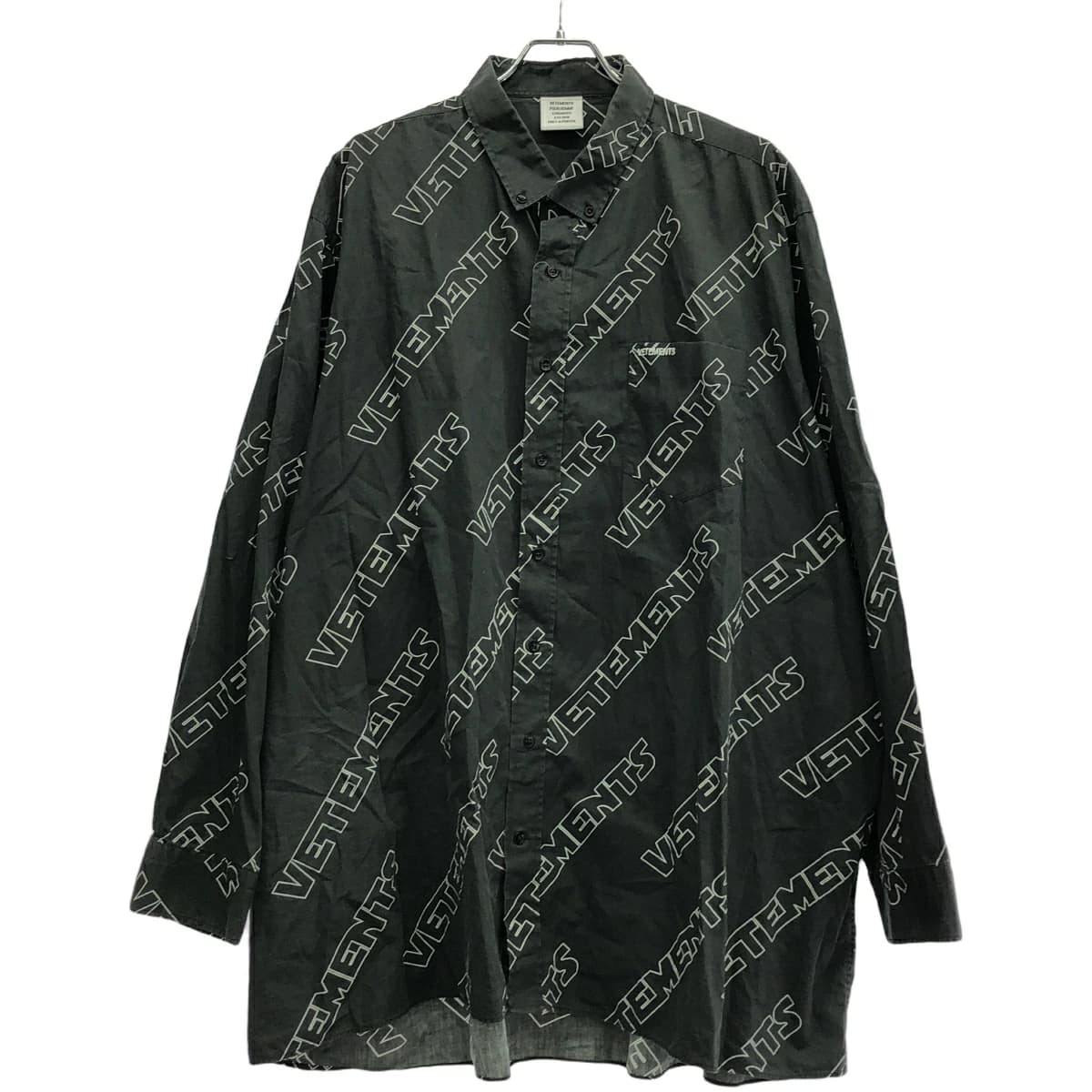VETEMENTS ヴェトモン 18SS Logo Patterned Oversized Shirt ロゴプリントオーバサイズシャツ MSS18SH16