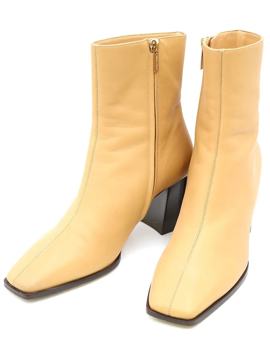 JIMMY CHOO ジミー チュウ BRYELLE 65/JCロゴカーフレザーブロックヒールアンクルブーツ