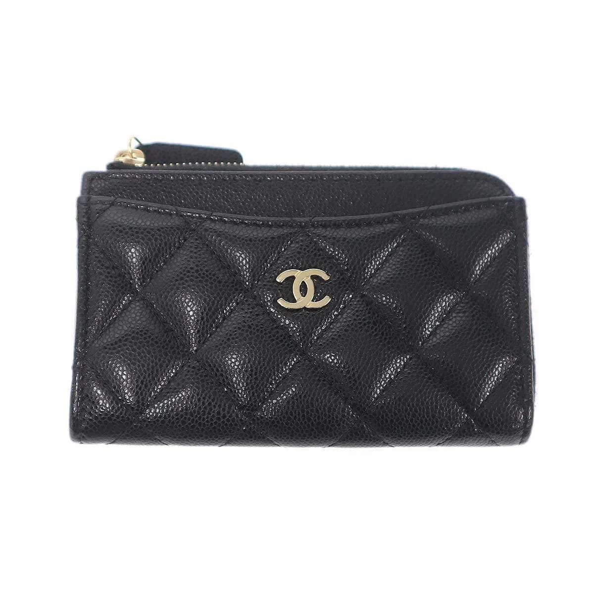 CHANEL シャネル マトラッセ シャイニーグレインド キャビアスキン クラシックジップ フラグメントカードケース