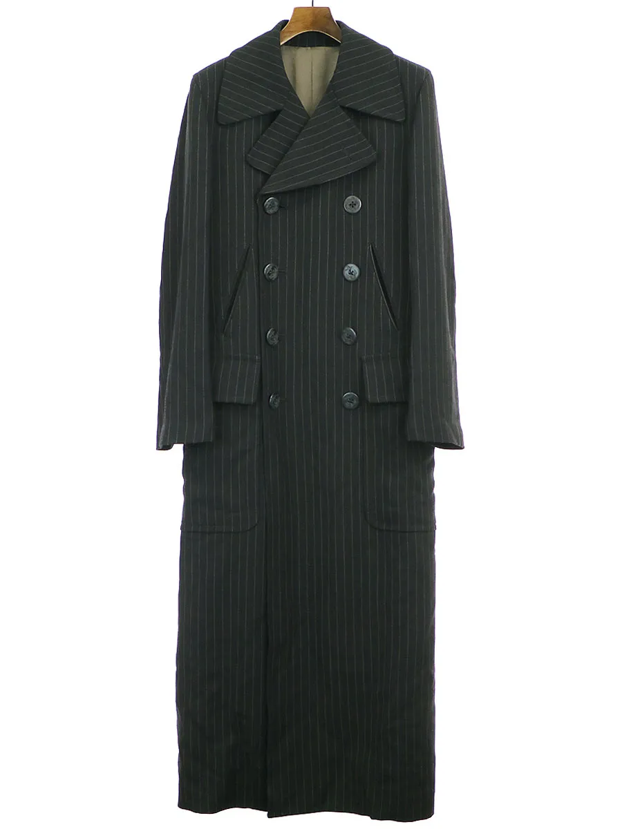 Jean Paul GAULTIER ジャンポールゴルチェ オム ピンストライプダブルブレストマキシコート