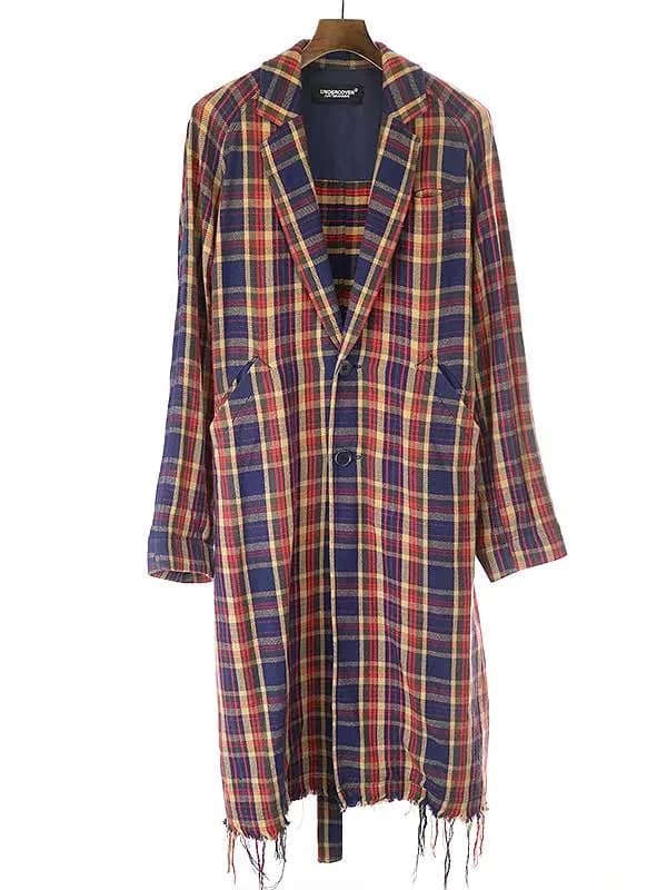UNDERCOVER アンダーカバー 18SS ヘビーネルチェックタチキリガウンコート