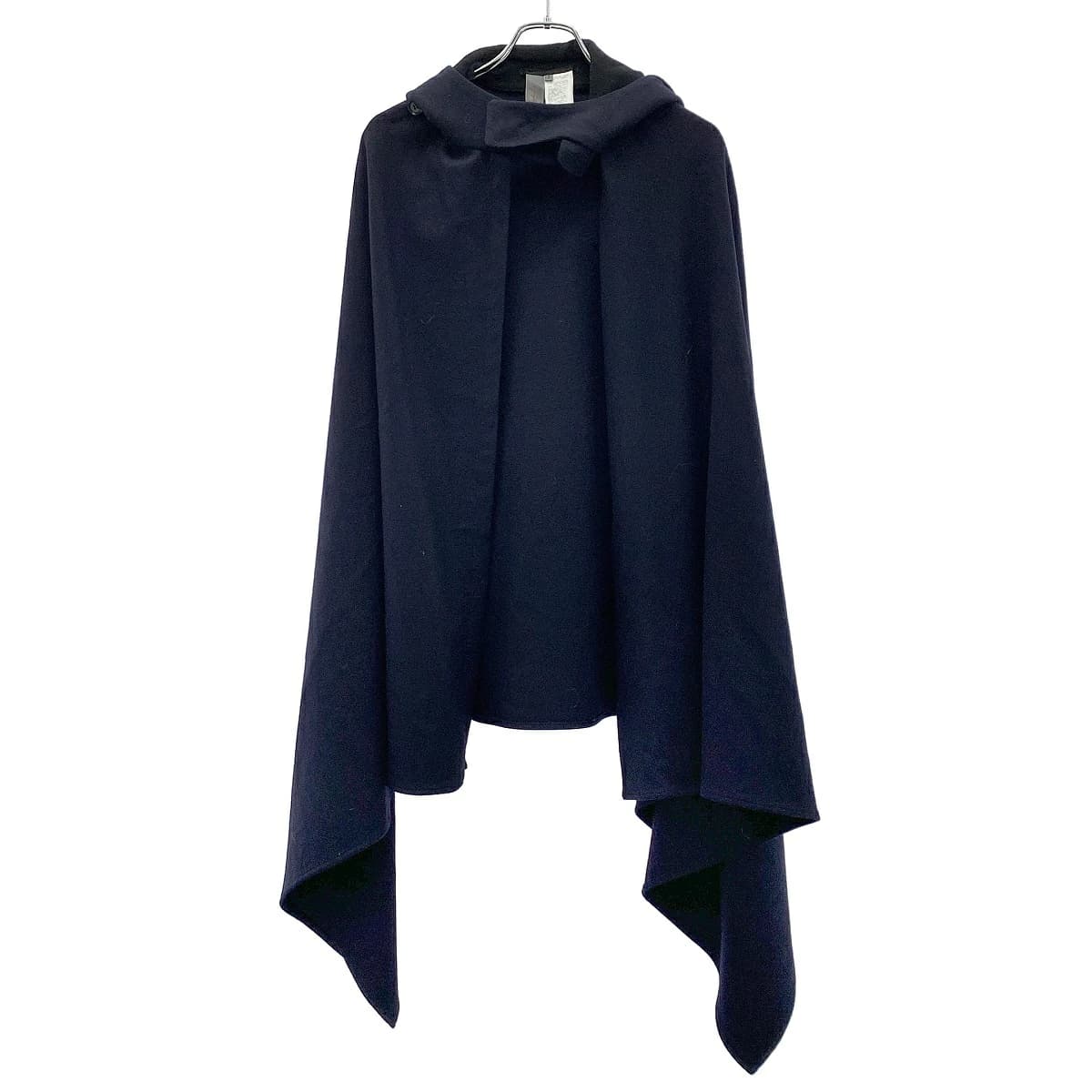 Yohji Yamamoto ヨウジヤマモト プリュスノアール 15AW ウールフラノ フーデッド ケープコート ポンチョ NY-C33-113