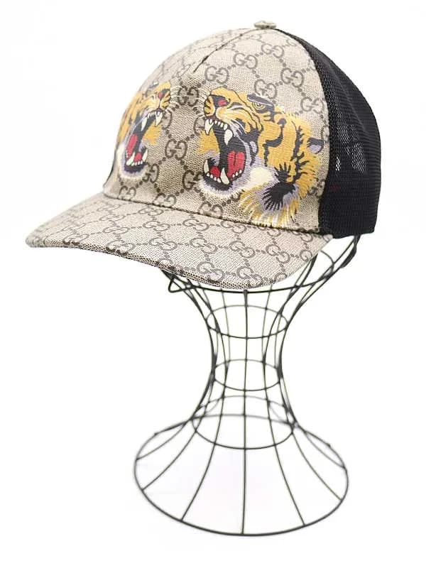 GUCCI グッチ タイガープリント GGスプリームキャンバスベースボールキャップ