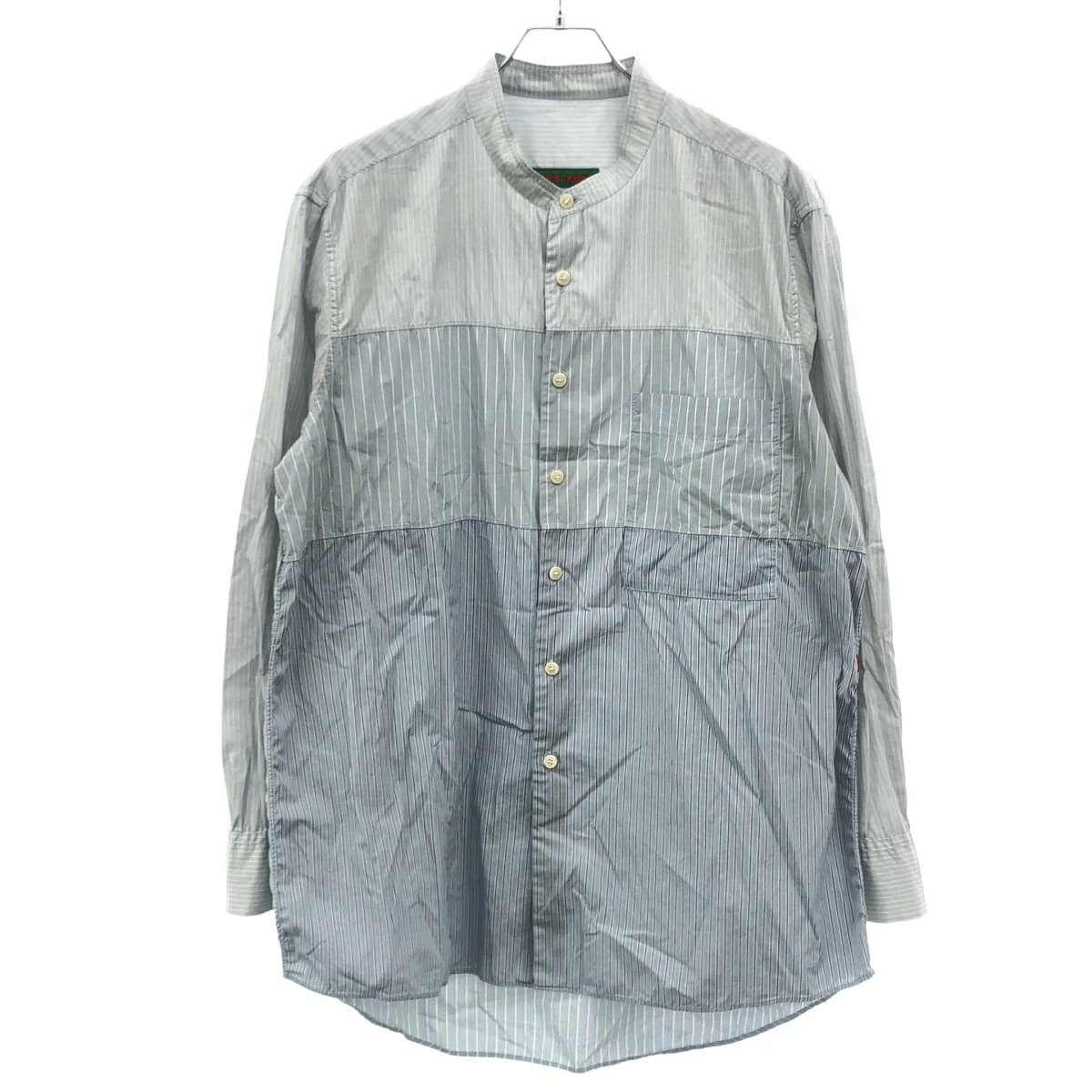 CASEY CASEY ケイシー ケイシー CHEMISE FABIANO PATCH バンドカラーパネルストライプシャツ 18HC256
