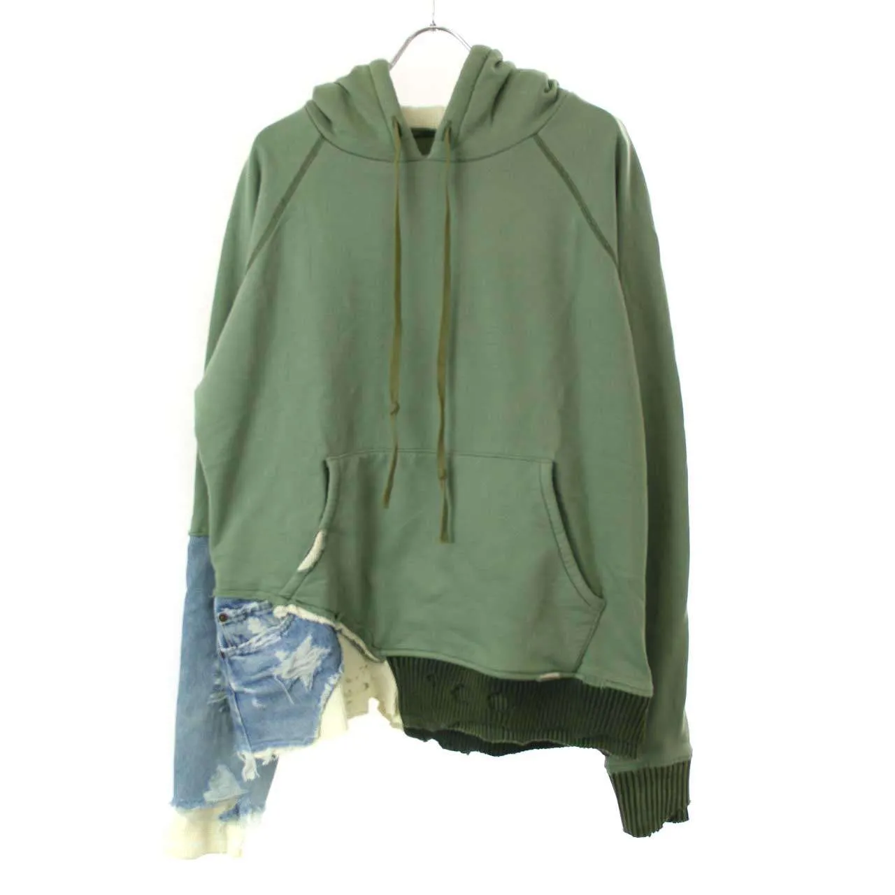Greg Lauren グレッグ ローレン FRAGMENT HOODIE ダメージ加工ドッキングプルオーバーパーカー