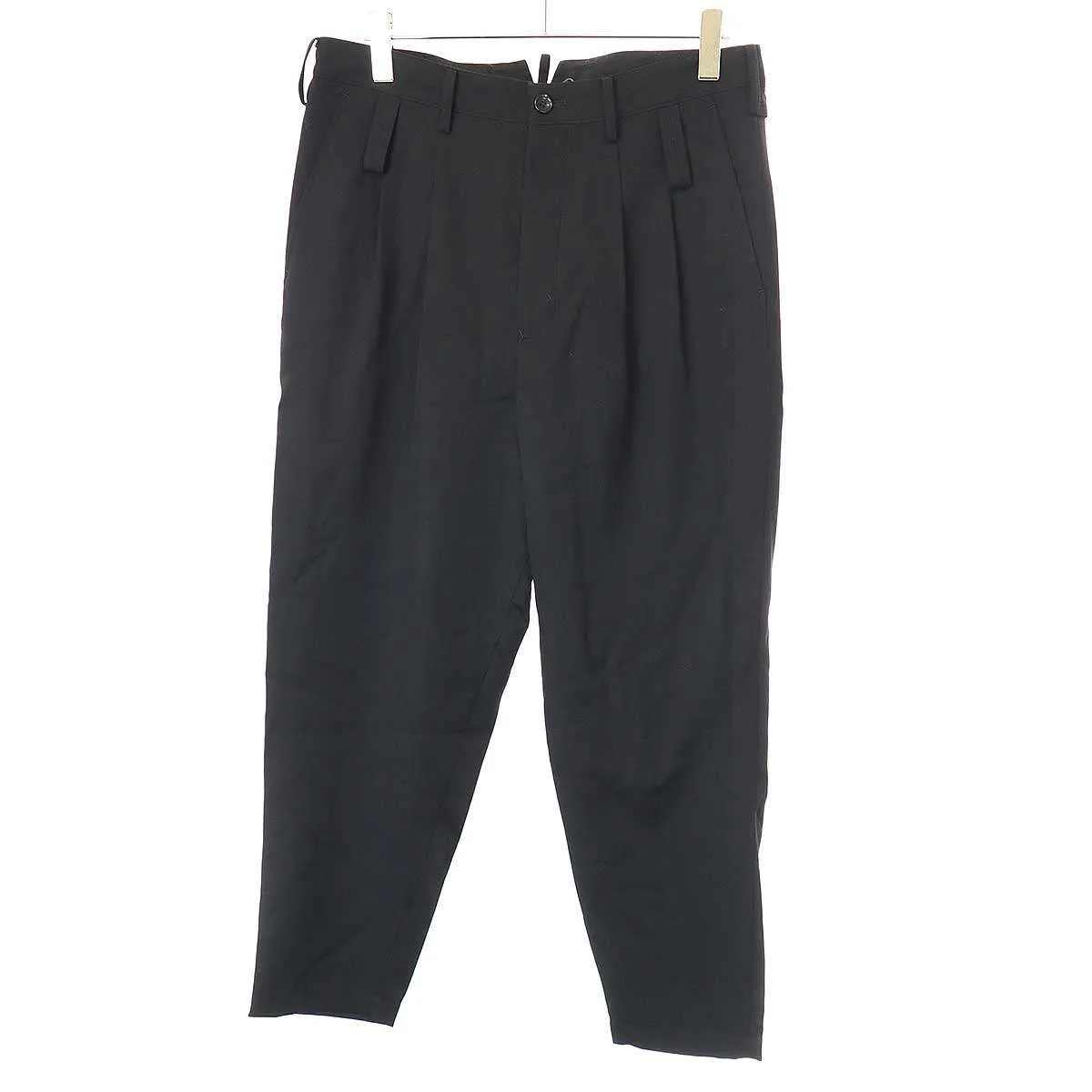 Yohji Yamamoto ヨウジヤマモト プールオム 22AW ループタブ ウールギャバジン タックパンツ