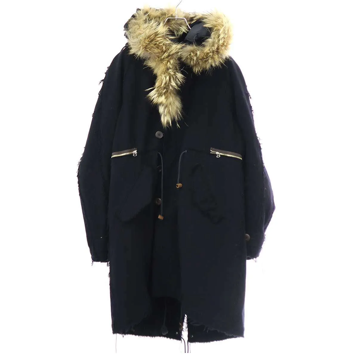 UNDERCOVER ジョンアンダーカバー 13AW MODS COAT WOOL ライナー付きコヨーテファーモッズコート