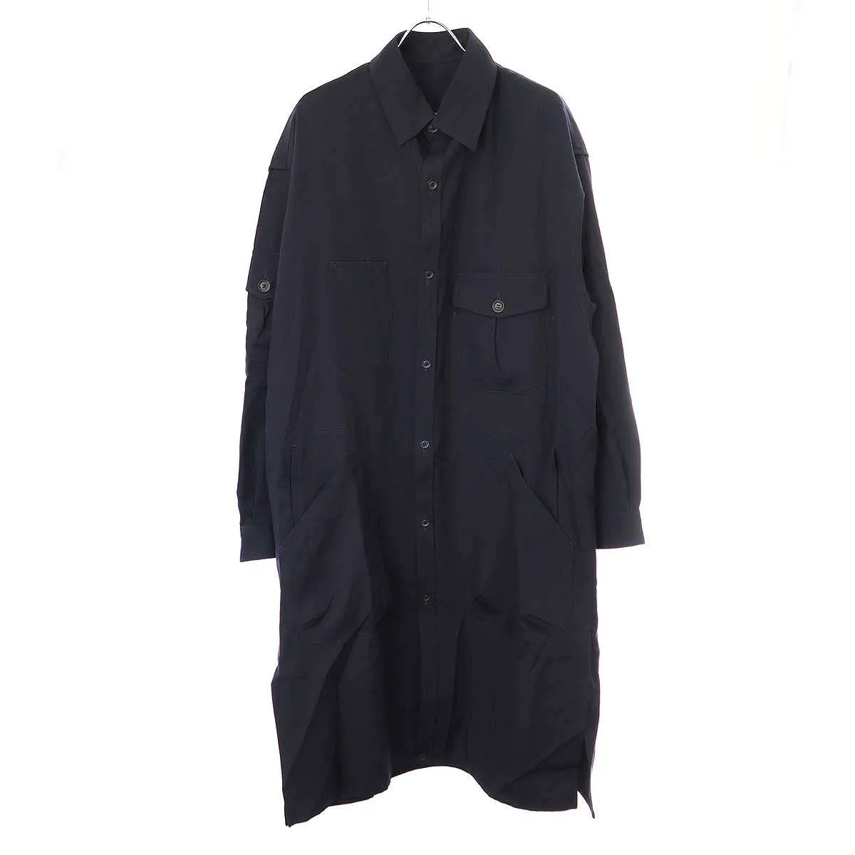 Yohji Yamamoto ヨウジヤマモト プールオム 19AW マルチポケットウールミリタリーロングシャツ