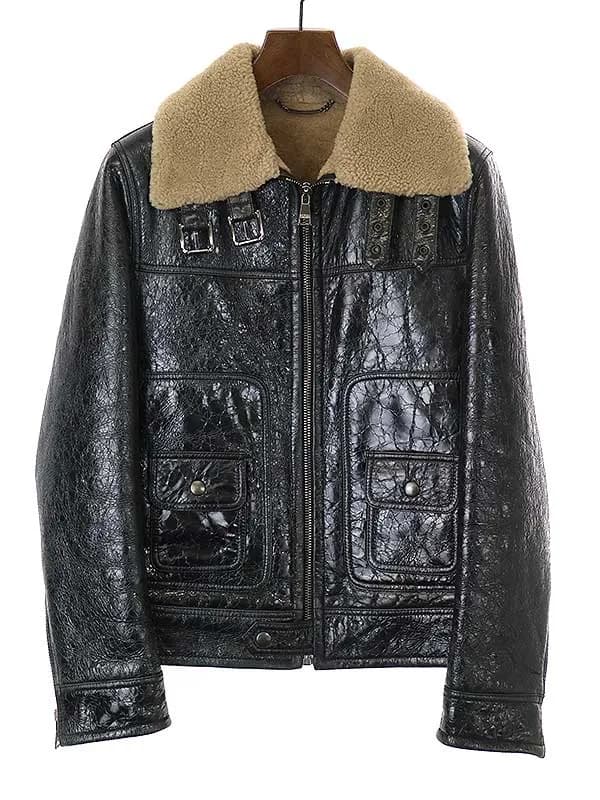 DOLCE&GABBANA ドルチェ&ガッバーナ 07AW クラック加工 シープスキンレザーボマージャケット