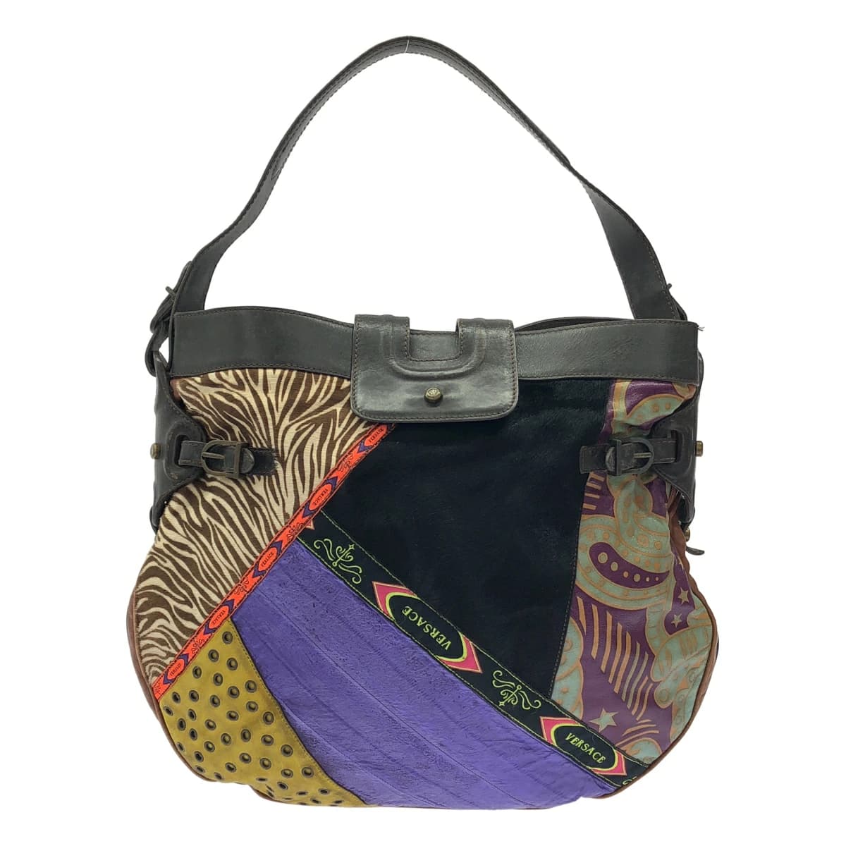 VERSACE ジャンニ ヴェルサーチ ミックスパッチワーク レザーハンドバッグ