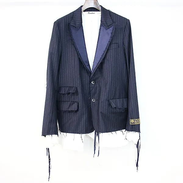 Midorikawa ミドリカワ 17AW Loro Piana super 130's カットオフレイヤードストライプタキシードジャケット