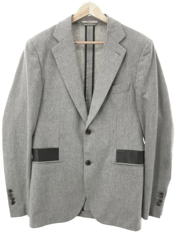 HERMES エルメス 16AW レザー切替ウール2Bテーラードジャケット