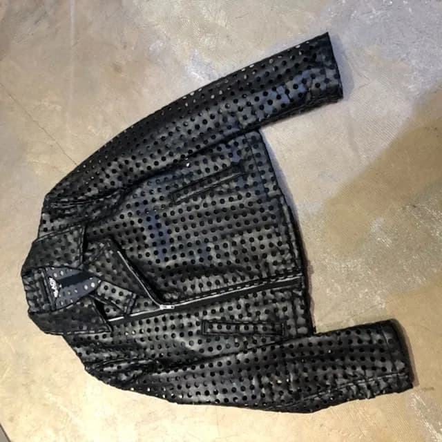 COMME des GARCONS BLACK COMME des GARCONS パンチングデザインフェイクレザーライダースジャケット