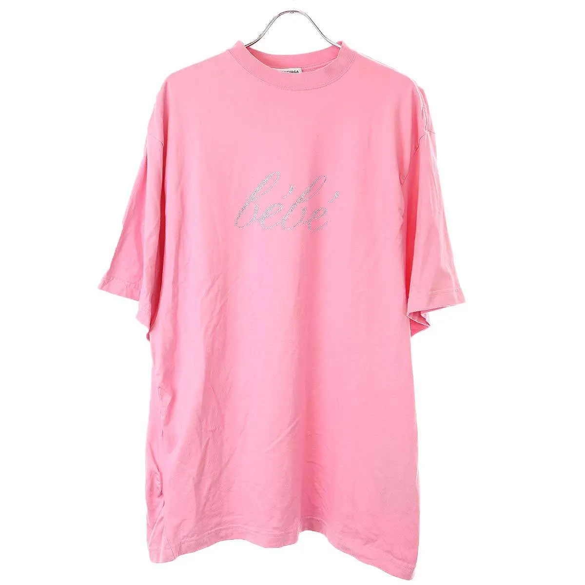 BALENCIAGA バレンシアガ 22SS Bebe Worn-Out ラインストーンオーバーサイズTシャツ