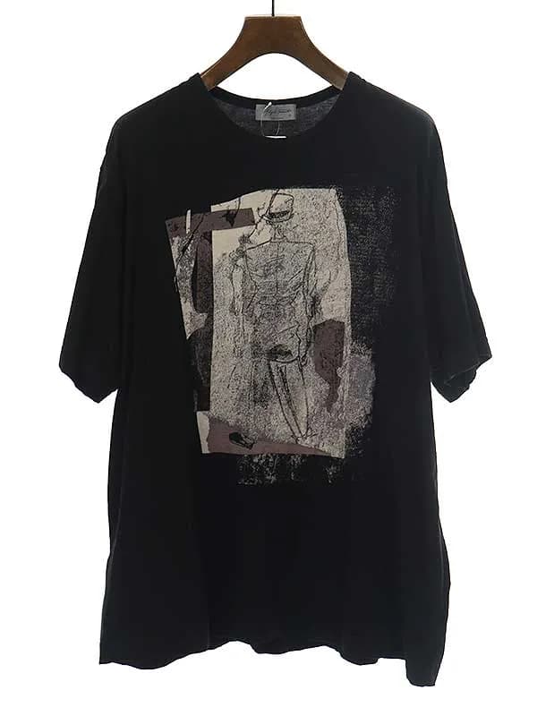 Yohji Yamamoto ヨウジヤマモト プールオム 23SS アルティマ天竺 デッサンプリントクルーネックTシャツ