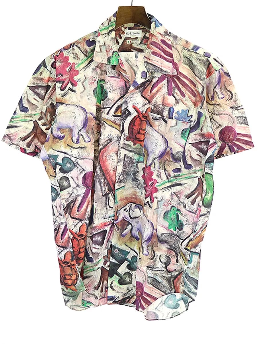 Paul Smith ポールスミス 90's 総柄スケッチオープンカラー半袖シャツ