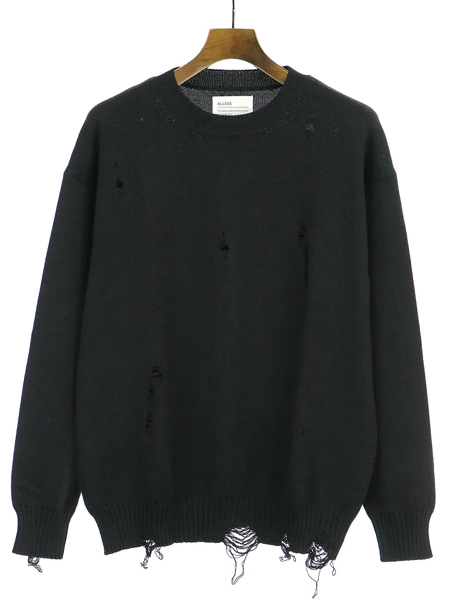 Allege アレッジ 17SS ダメージ加工ニットセーター