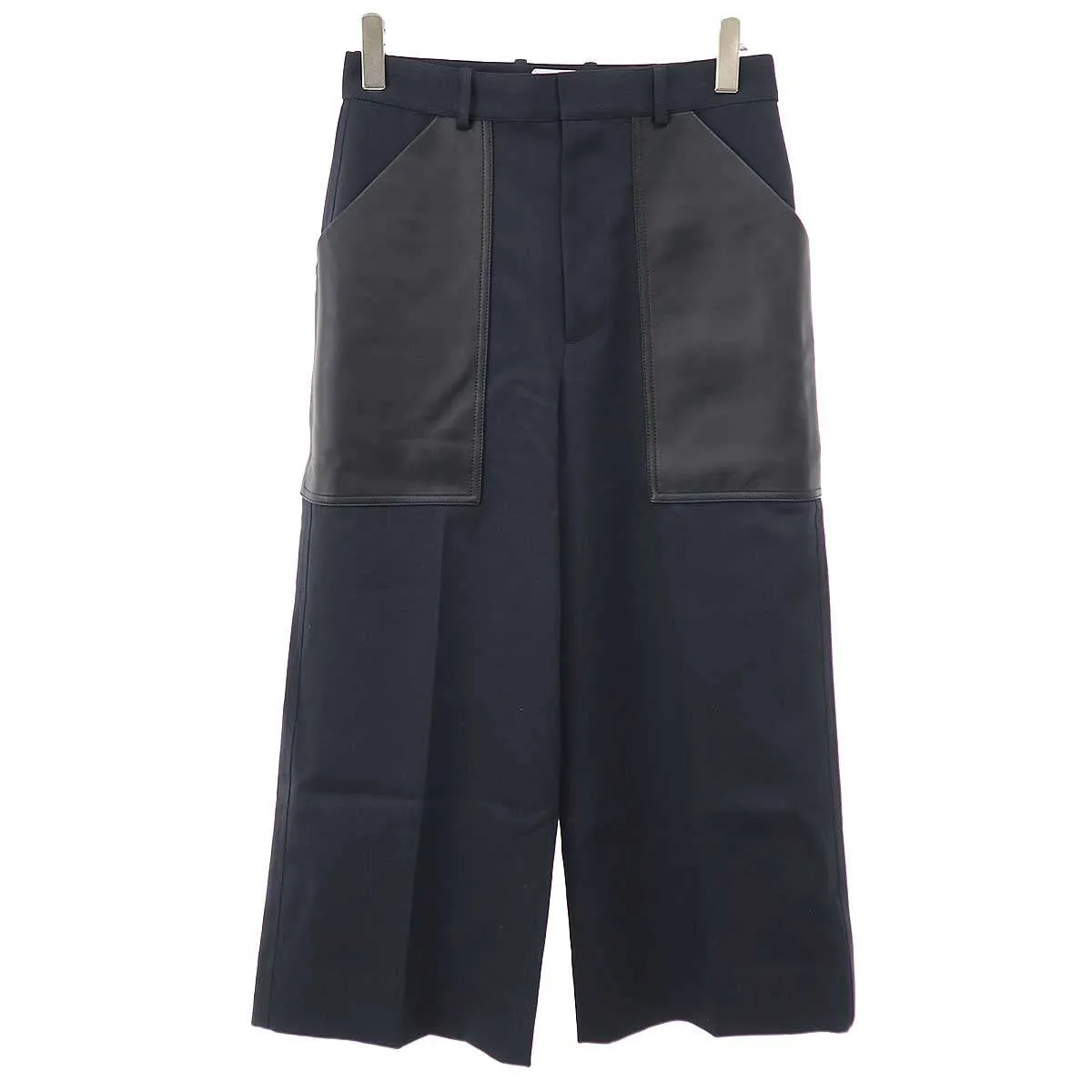 BOTTEGA VENETA ボッテガヴェネタ 25AW ウール&コットンパラッツォ レザーポケットパンツ 838347V5P40