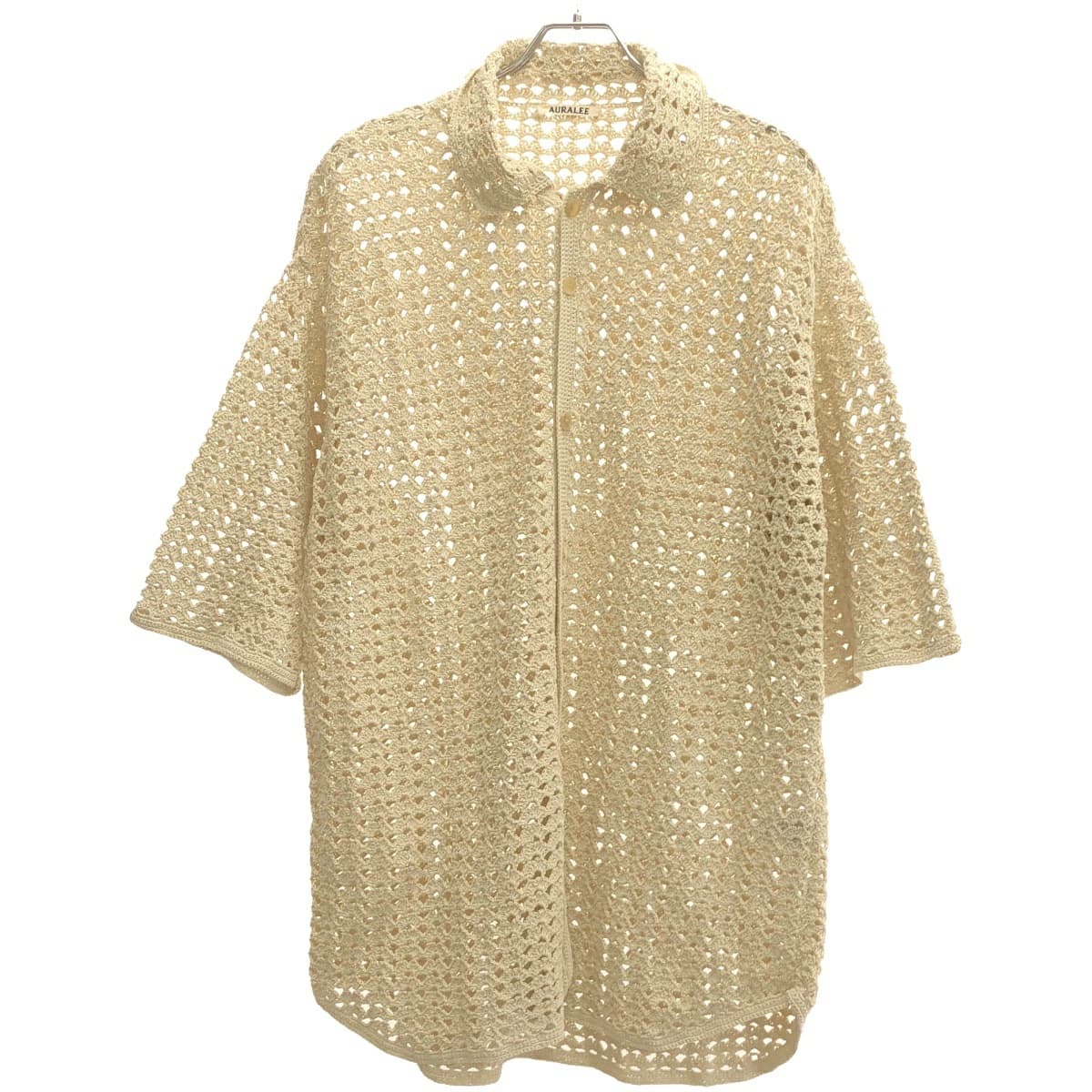 AURALEE オーラリー 22SS HAND CROCHET COTTON KNIT HALF SLEEVE SHIRT クロシェニットシャツ A22SS01KB