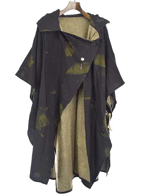 Yohji Yamamoto レギュレーション ヨウジヤマモト SAMPLE 16AW フラノウール総柄フードマント