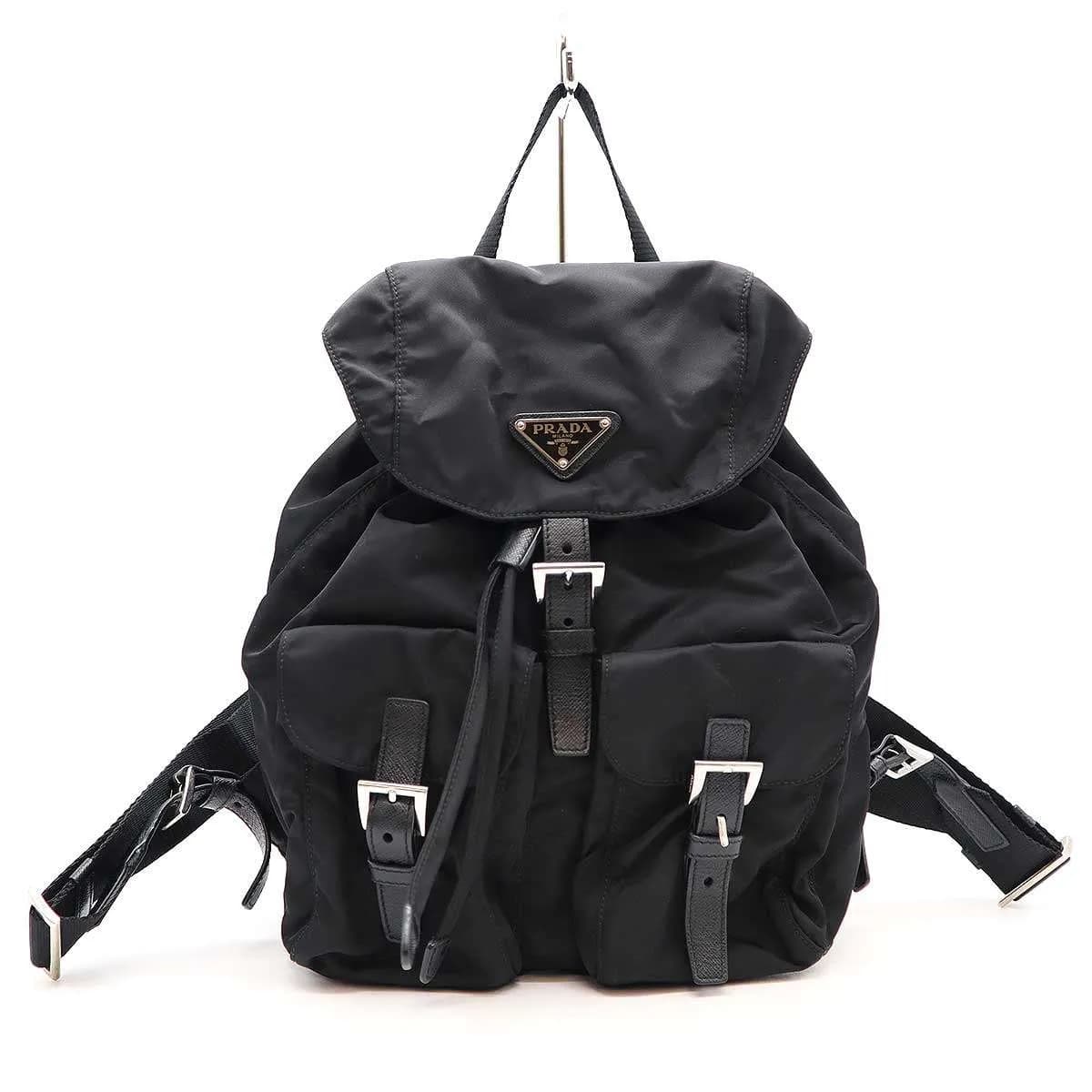 PRADA プラダ V44 ロゴプレート ナイロンレザーコンビ バックパック リュック 1BZ677