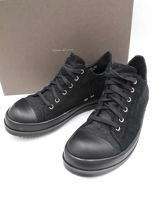 Rick Owens リックオウエンス 15SS RAMONES LOW ラモーンズ クラックレザーローカットスニーカー