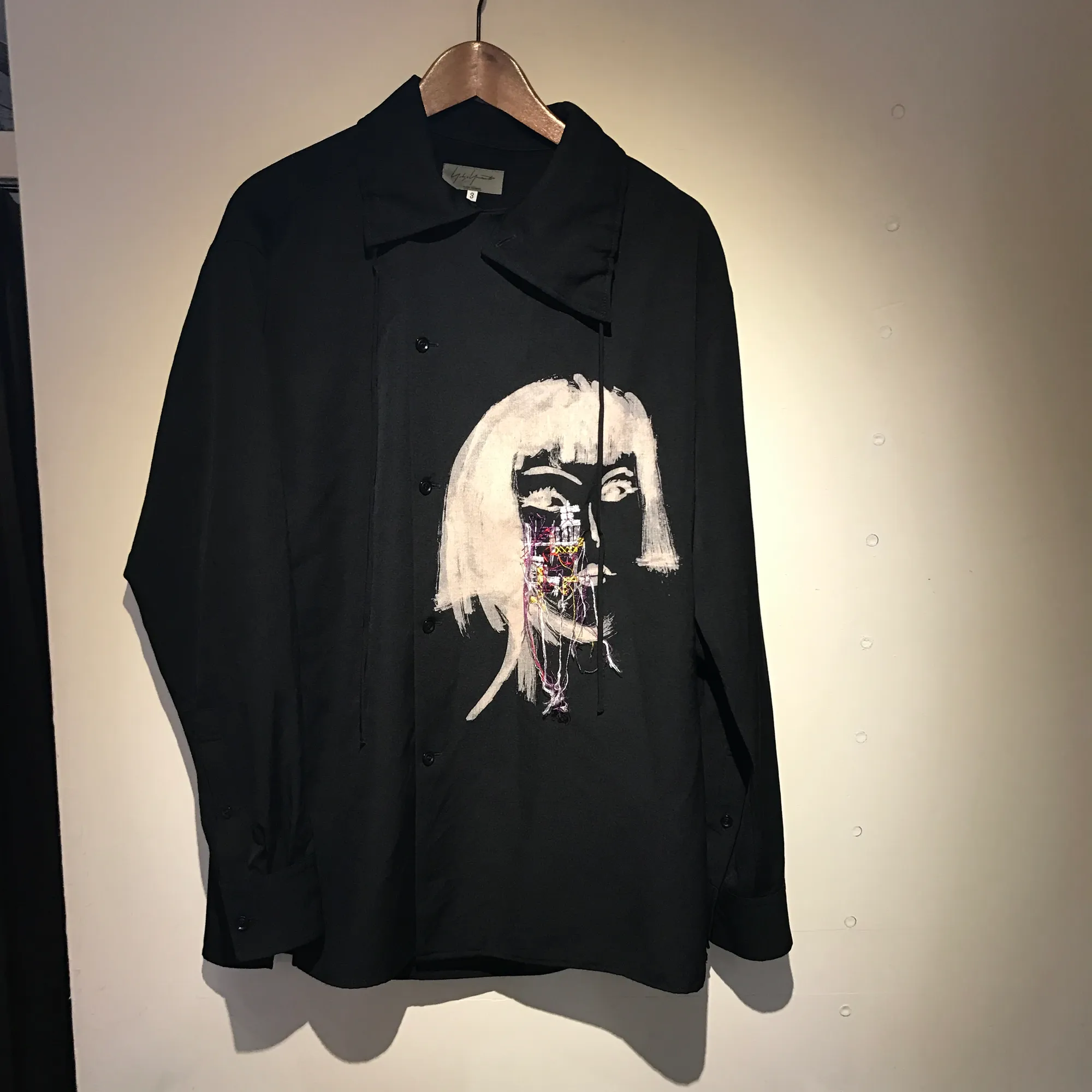 Yohji Yamamoto Yohji Yamamoto POUR HOMME 16AW ウールギャバ 抜染PT刺繍セミWシャツ