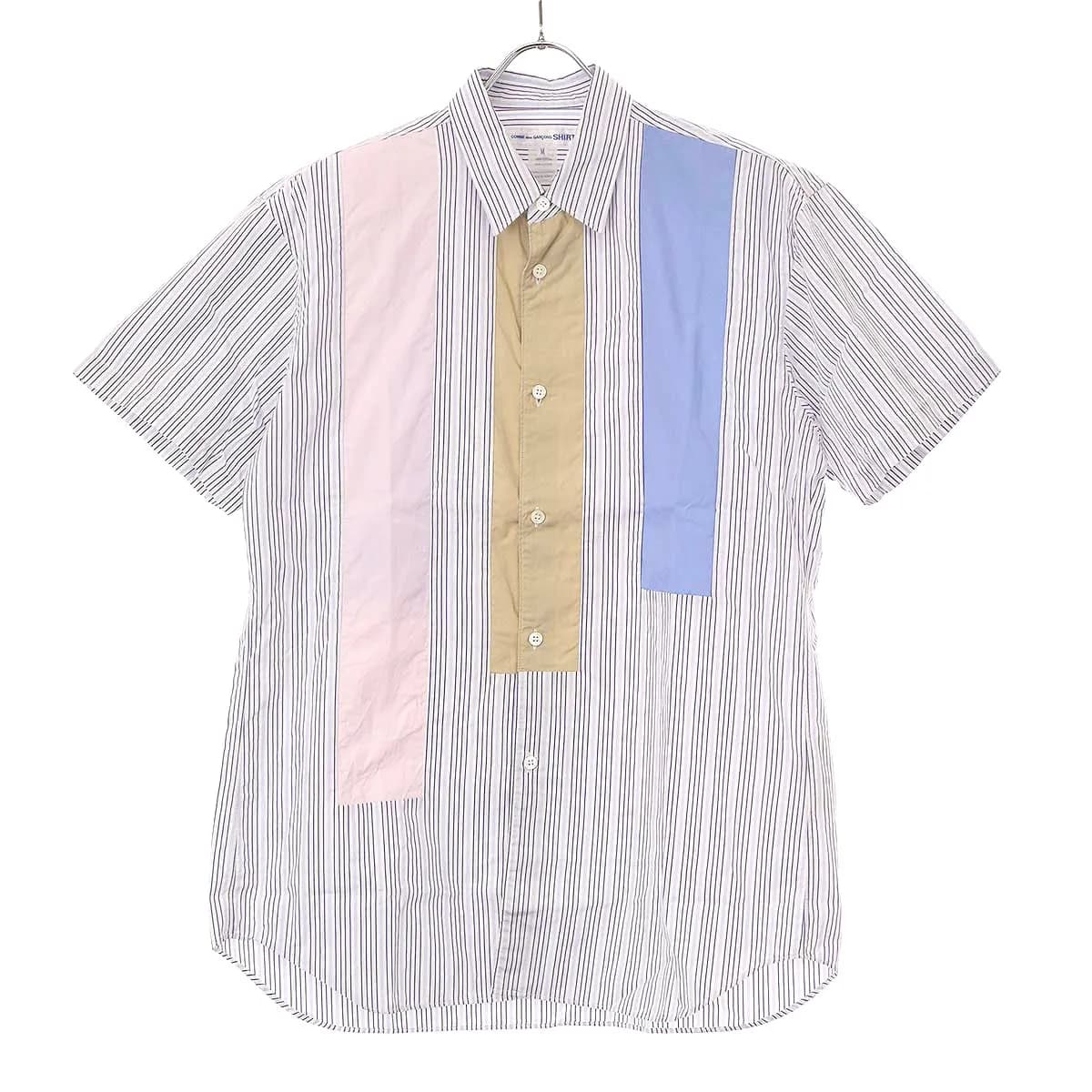 COMME des GARCONS コムデギャルソンシャツ 21SS パッチワークストライプ ショートスリーブシャツ FG-B069
