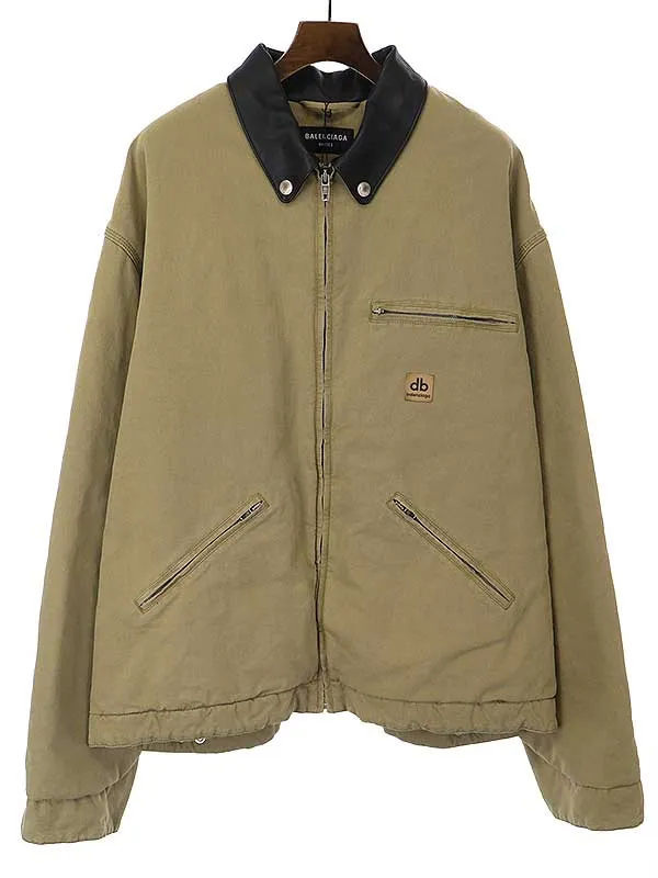 BALENCIAGA バレンシアガ 21AW レザーカラー オーバーサイズワークジャケット