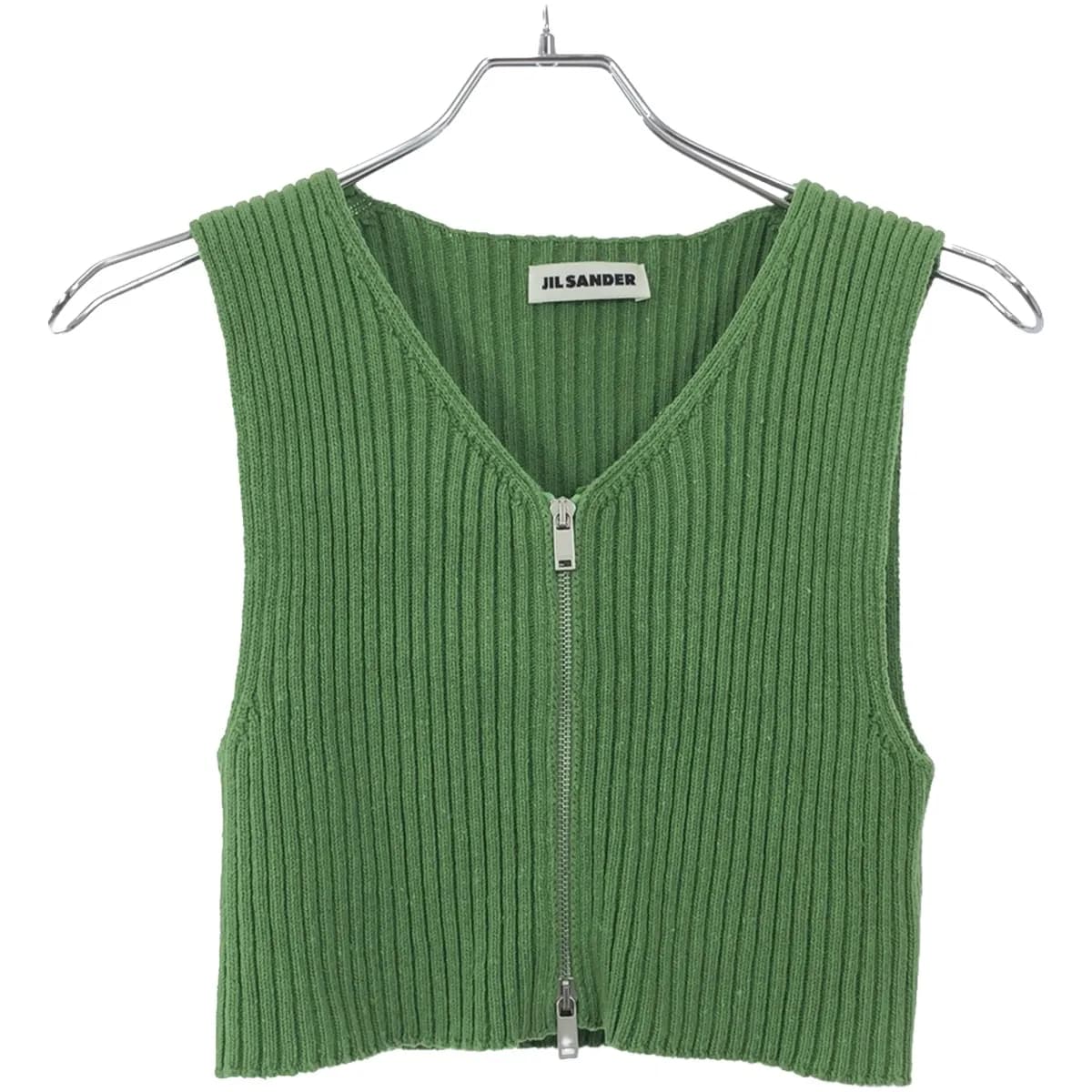 JIL SANDER ジルサンダー 23SS Ribbed Zip Cropped Top クロップドニットベスト