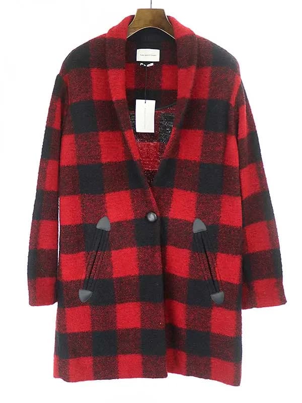 ISABEL MARANT イザベルマラン エトワール チェック柄ショールカラーニットコート