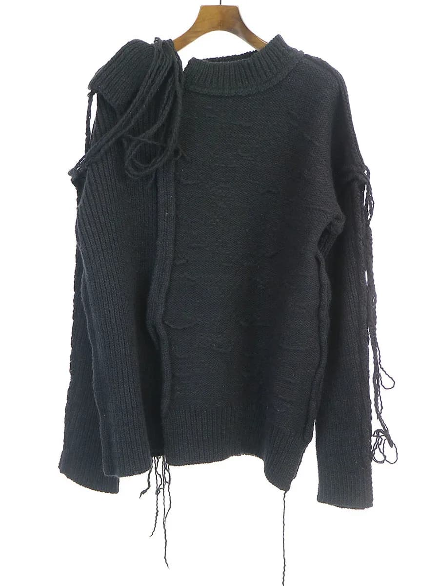 Yohji Yamamoto ヨウジヤマモト ファム 19AW LOOK19 アシンメトリーローゲージニットセーター