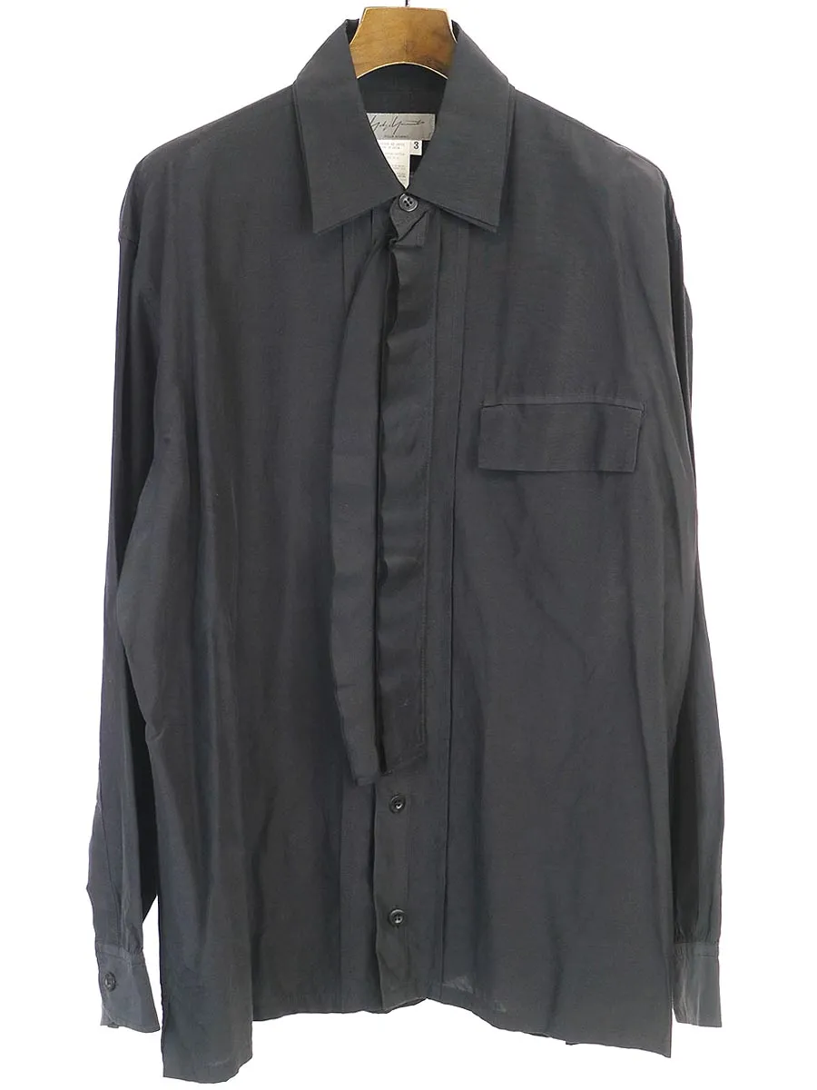 Yohji Yamamoto ヨウジヤマモト プールオム 03SS 二枚襟デザインコットンシルクシャツ