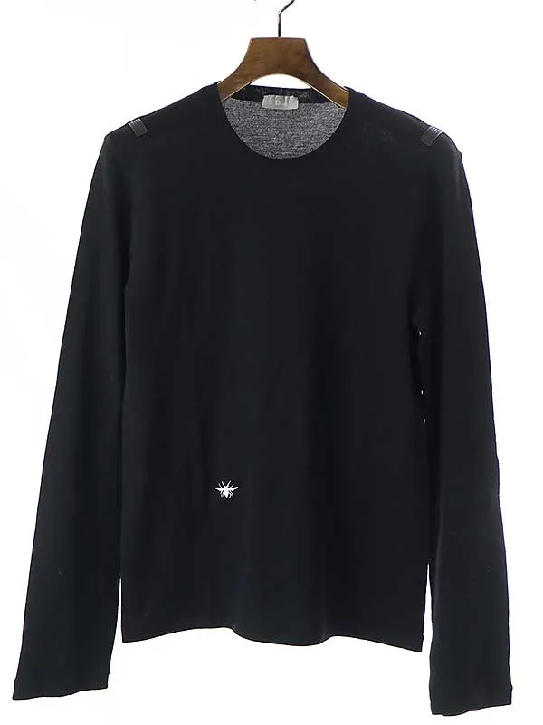 Dior HOMME ディオールオム 04AW BEE刺繍 レザーパッチ ウールニットカットソー