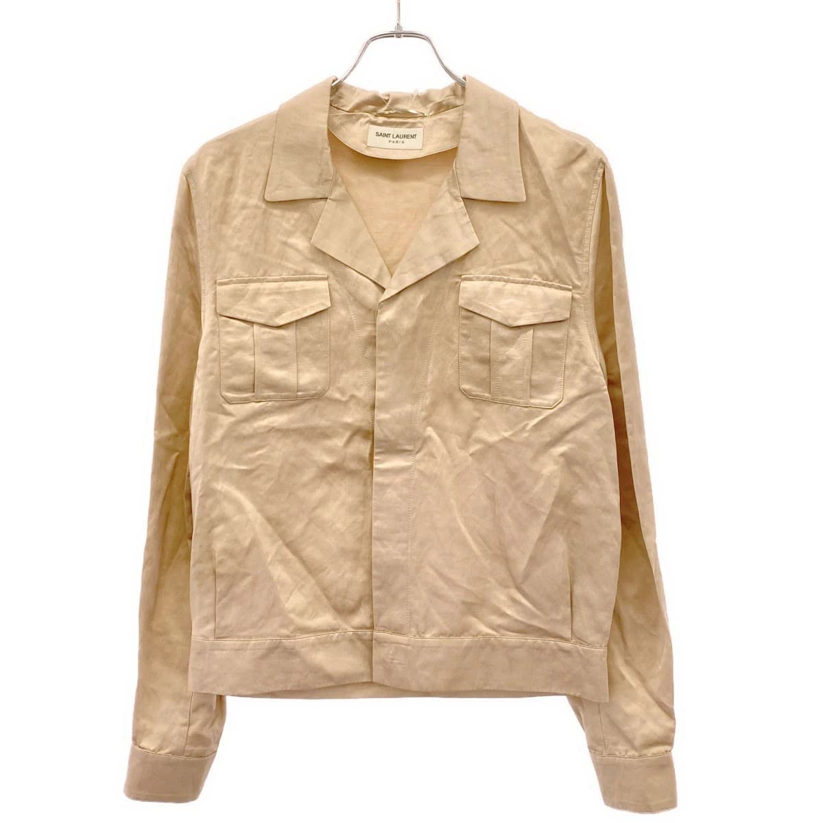 SAINT LAURENT サンローラン パリ 21SS フランメサテンビスコースミリタリージャケット 643659