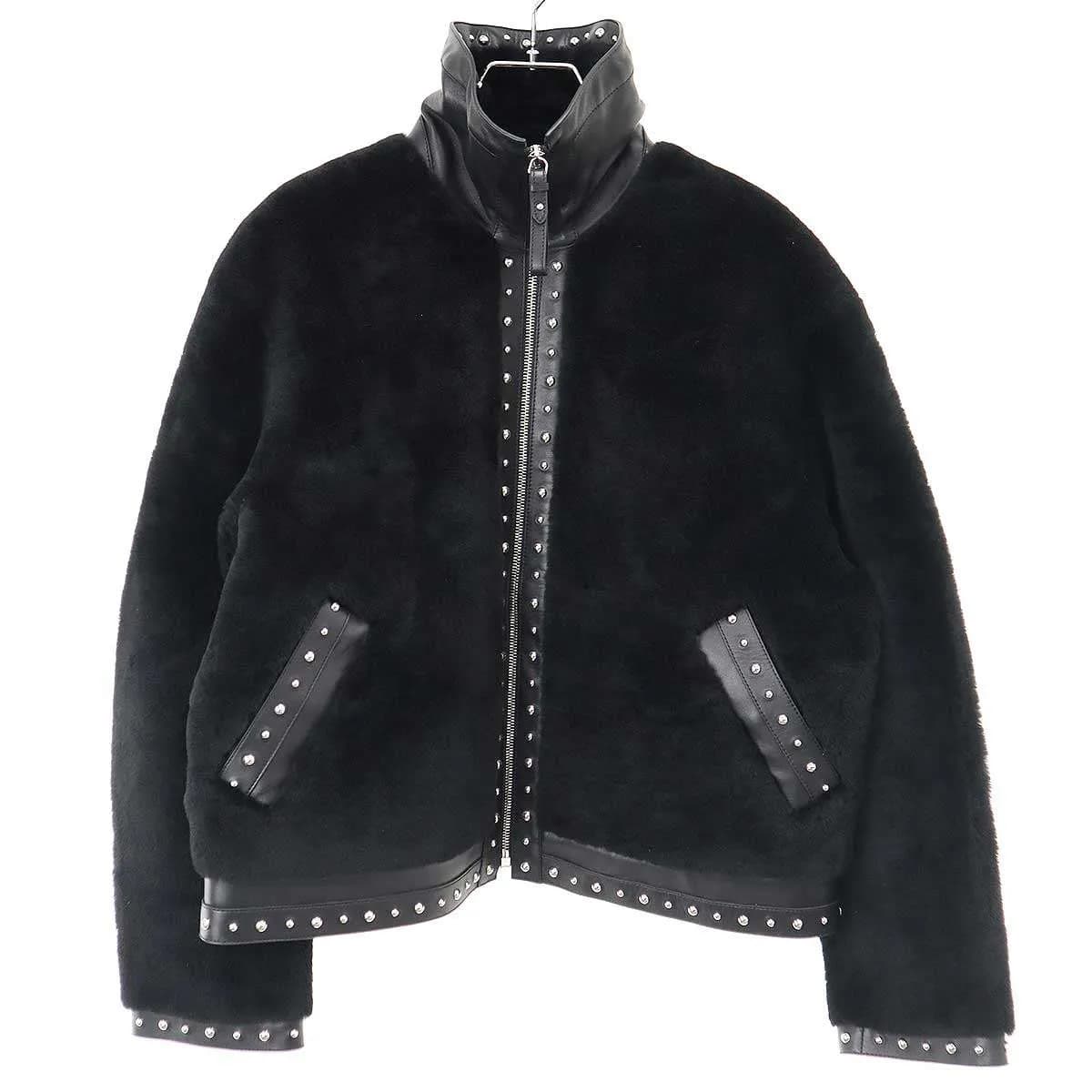 HERMES エルメス 24AW ラムムートンファースタッズレザージャケット 4H1242D5