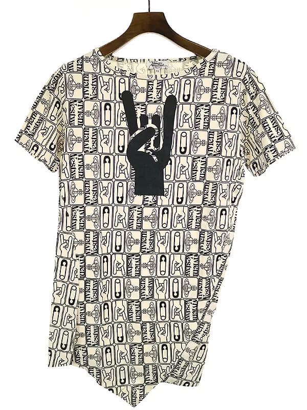 Vivienne Westwood ヴィヴィアンウエストウッド マン 15SS TAGS メイロックサインプリントアシンメトリーTシャツ