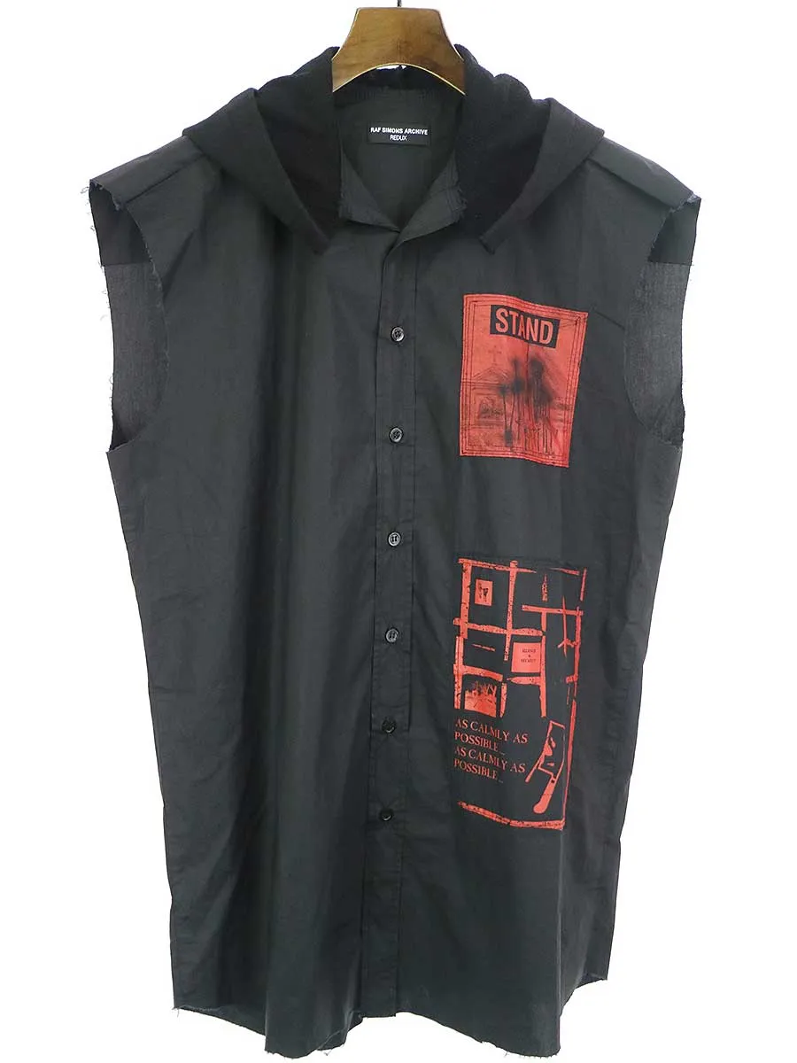 RAF SIMONS ラフシモンズアーカイブ 21SS/02SS テロ期復刻 スリーブレスフーデッドシャツ