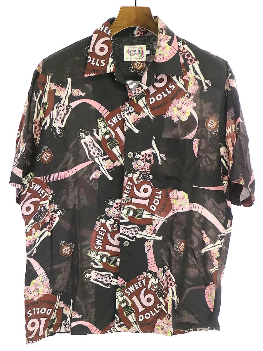 HYSTERIC GLAMOUR ヒステリックグラマー 20SS SWEET 16 DOLLS柄 オープンカラーシャツ