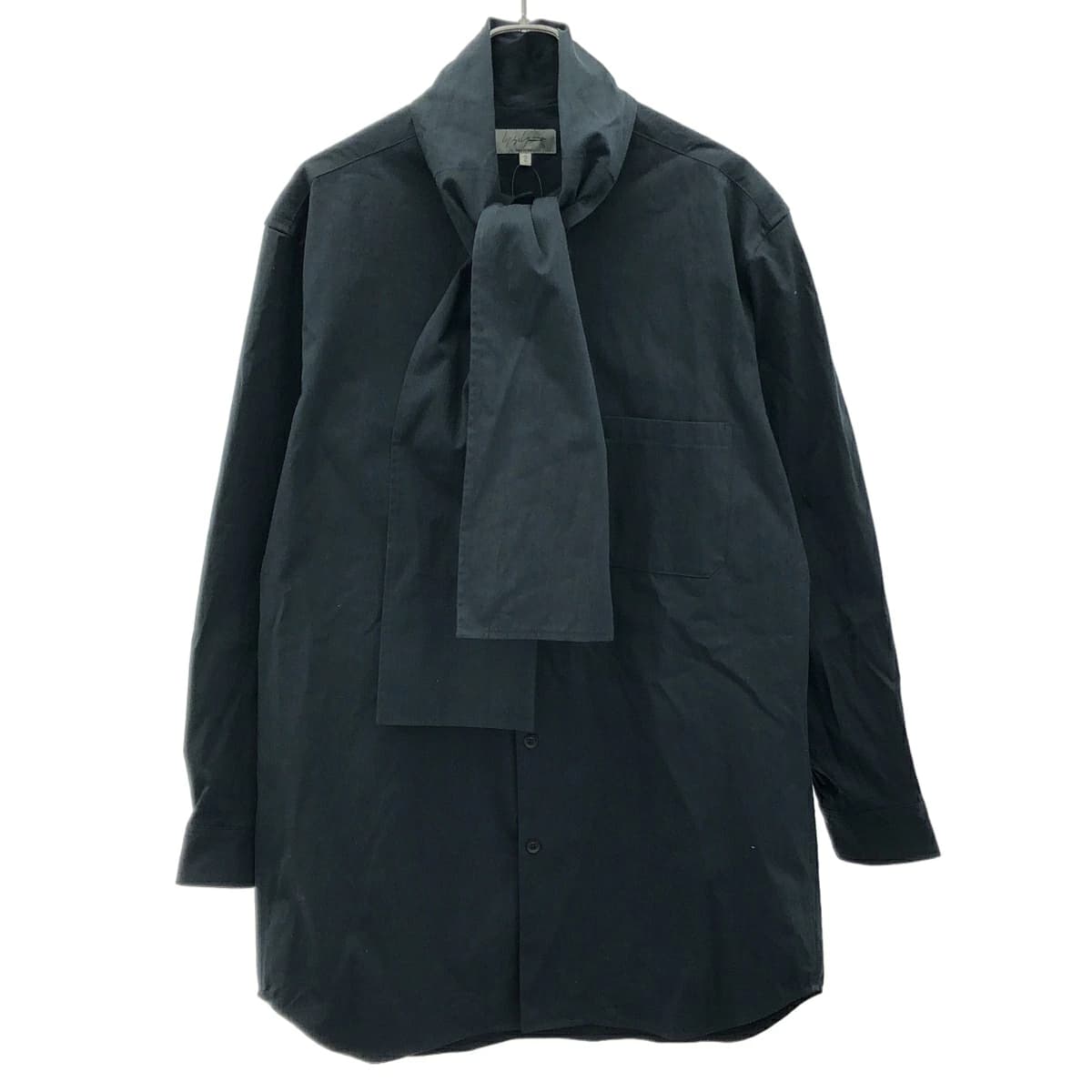 Yohji Yamamoto ヨウジヤマモト プールオム 24AW C/NYLON HIGH-DENSITY OX STOLE BLOUSE オックスストールシャツブラウス