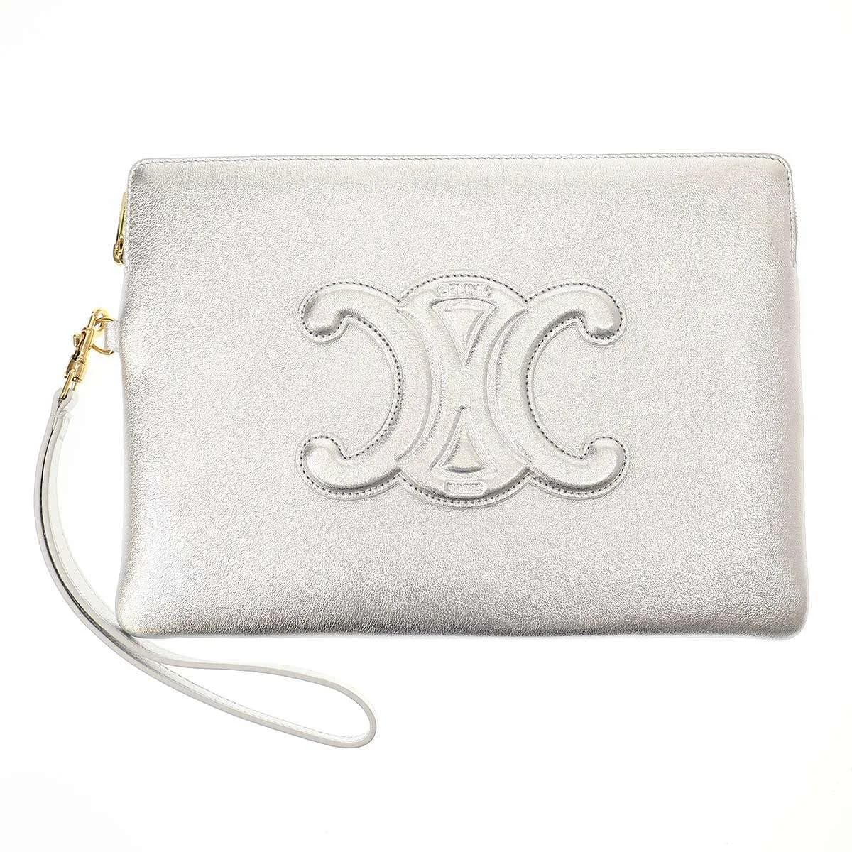 CELINE セリーヌ Small Pouch with strap トリオンフレザークラッチバッグ