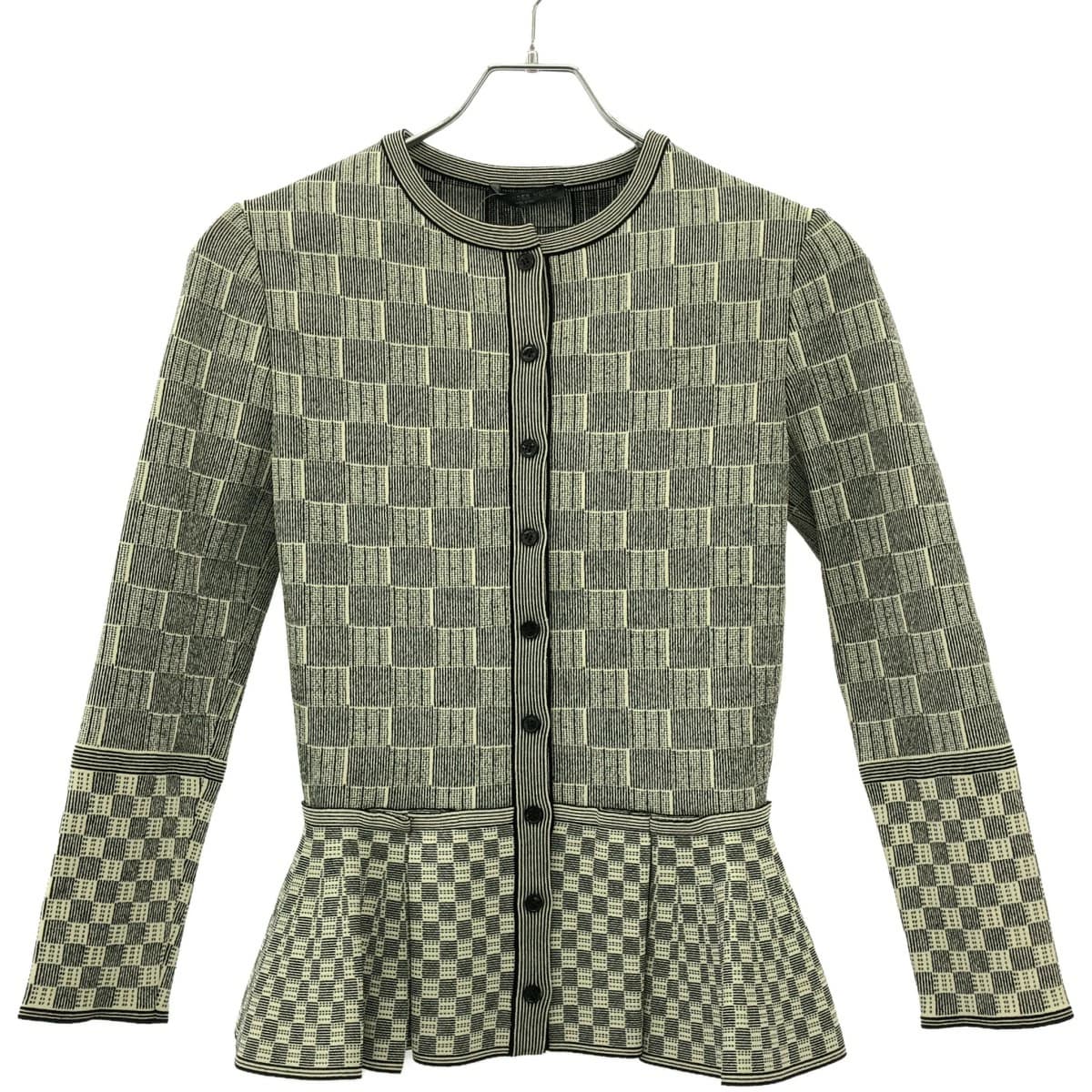 ALEXANDER McQUEEN アレキサンダーマックイーン 格子柄ペプラムニットカーディガン トップス 461081 Q1R0I