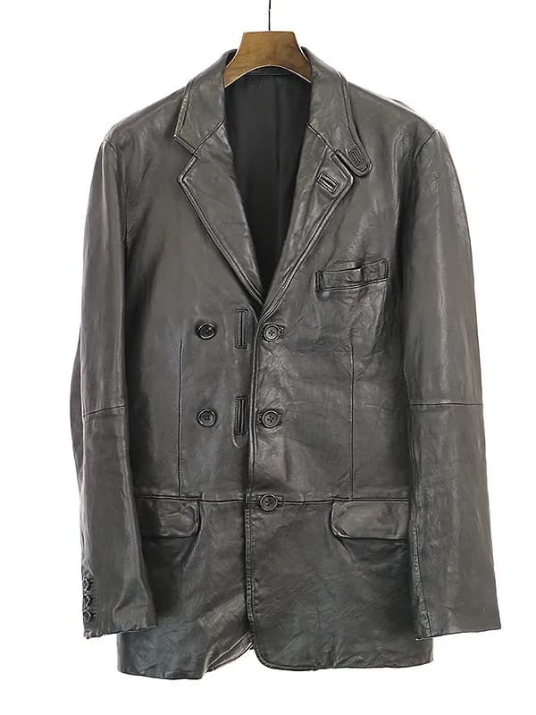 Yohji Yamamoto Yohji Yamamoto POUR HOMME(ヨウジヤマモトプールオム)10AW ラムレザー5Bテーラードジャケット
