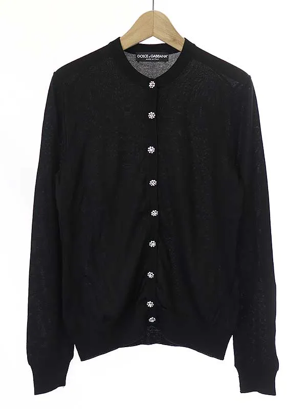 DOLCE&GABBANA ドルチェ&ガッバーナ ビジューボタンカシミヤシルクニットカーディガン