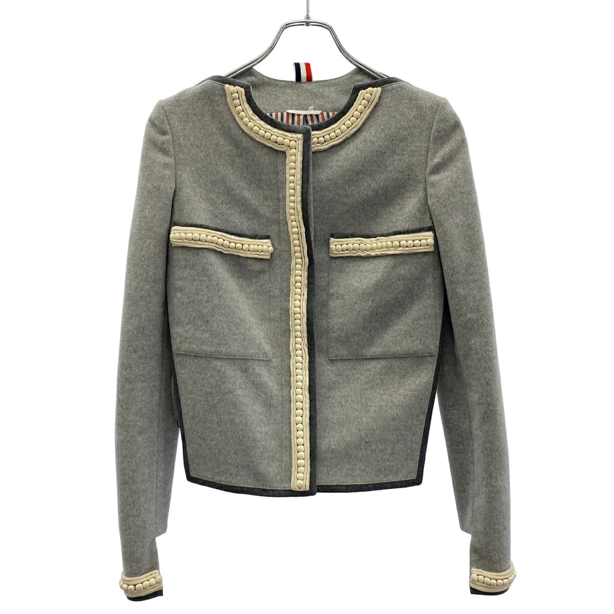 THOM BROWNE トム ブラウン ノーカラーフェルト デザインジャケット FBC082AW7647